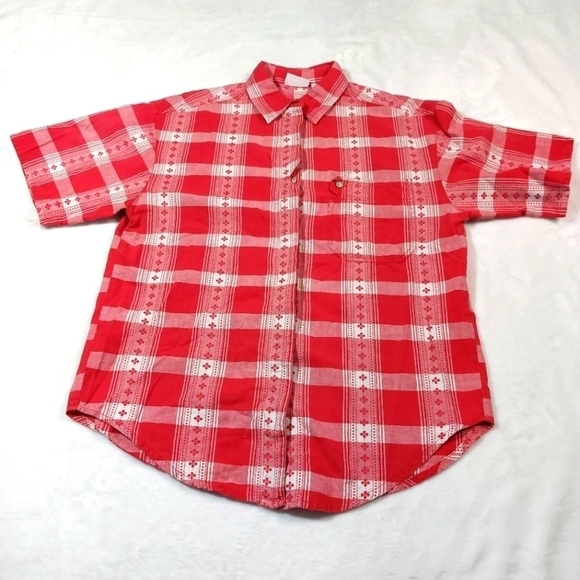 Backroad Blues Tops - BACKROAD BLUES VINTAGE PLAID SHORT SLEEVE BUTTON DOWN SHIRT SIZE MEDIUM